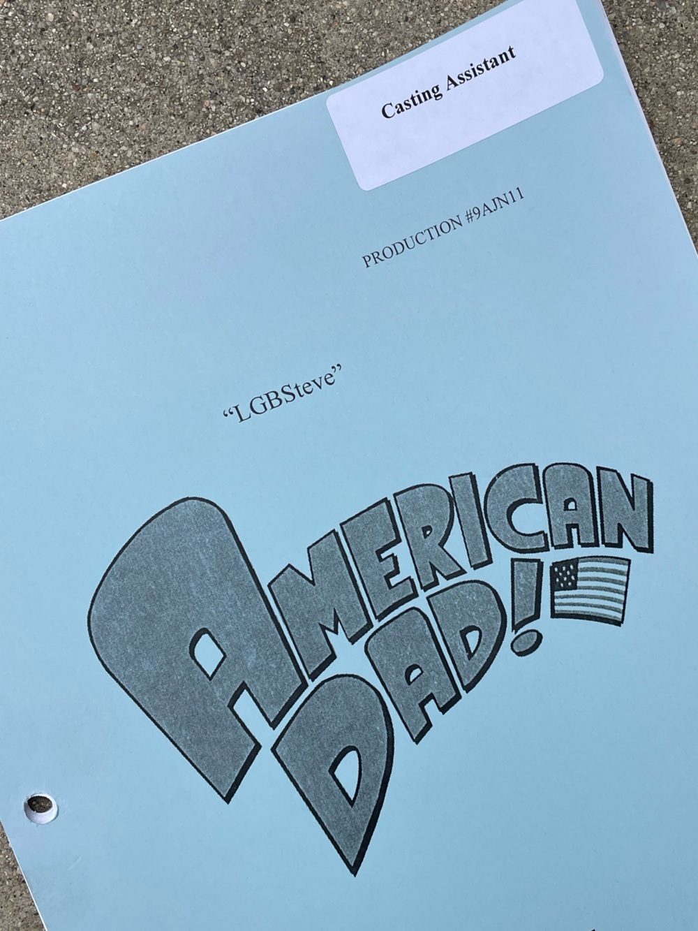 American Dad 2014 Casting Assistant* Production Used Table Draft Script LGBSteve